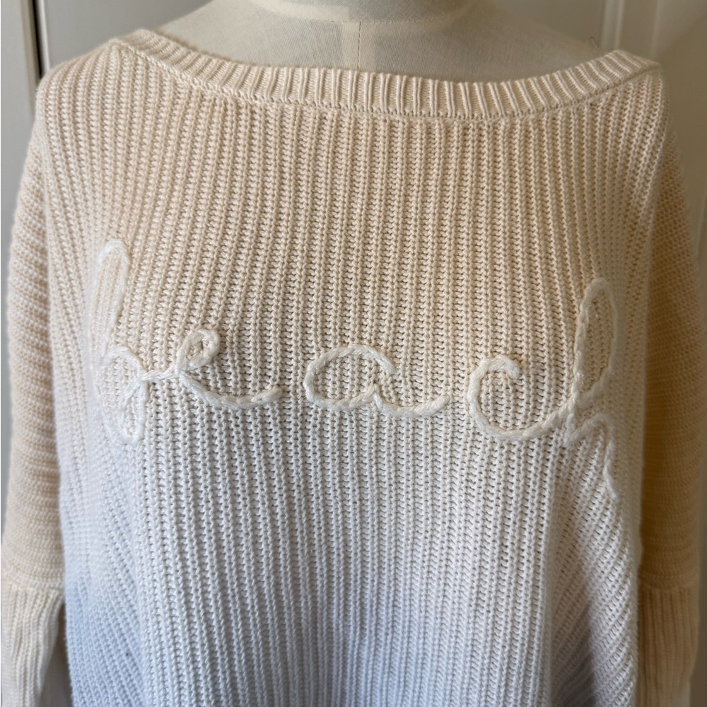 Vintage Havana Beige and Blue Ombre Sweater with Beaches Sz M - Picture 2 of 4